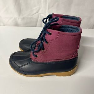 Sperry Girls Duck Port Boots Size 4M used Navy and maroon